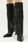 Amozae-Pointed Toe Knee-High Trouser Boots