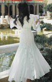 Amozae-dress to impress party dress nye outfits Classy V-Neck Lace Mermaid Party Dress Gentle Birthday Outfits YM1680