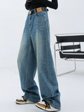 Amozae-2000er Blaue Baggy Boyfriend Jeans mit Wasch Effekt- Streetwear y2k outfits Fall Outfits Christmas Thanksgiving Gift New Year's Eve