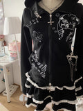 Amozae-Kawaii Hoodie Winte Clothes Vintage 2000s Hoodies Zip Up Hoody Cute Korea Slim Streetwear Sweet Girl Sweatshirts Cat Y2k Tops