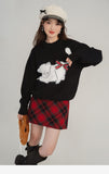 Amozae-Pullover Sweater Bow Cat Print Korean Fashion Y2k Cashmere Knitted Streetwear Female Top Autumn Winter Christmas Clothes