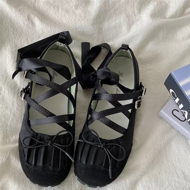 Amozae-back to school outfits Gossip Goes Around Ballet Flats