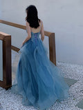 Amozae-nye outfits back to school dress  Beaded Lace Applique Multilayered Tulle Maxi Dress