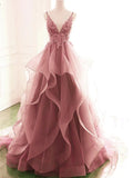 Amozae-nye outfits back to school dress  Beaded Lace Applique Multilayered Tulle Maxi Dress
