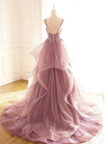 Amozae-nye outfits back to school dress  Beaded Lace Applique Multilayered Tulle Maxi Dress