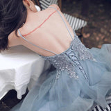 Amozae-nye outfits back to school dress  Beaded Lace Applique Multilayered Tulle Maxi Dress