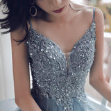 Amozae-nye outfits back to school dress  Beaded Lace Applique Multilayered Tulle Maxi Dress