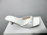 Amozae-Shoes Ladies' Slippers Low Slipers Women Thin Heels Luxury Slides Square Toe Heeled Mules Butterfly-Knot 2025 Designer Summer