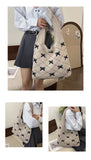 Amozae-Back To School Gifts Bow Print Coquette Knitted Tote Bag