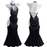 Amozae-nye outfits back to school dress  Black Albedo Backless Cosplay Dress