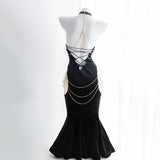 Amozae-nye outfits back to school dress  Black Albedo Backless Cosplay Dress