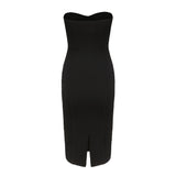 Amozae-nye outfits back to school dress  Black Bodycon Sleeveless Dress & Sheer Fur Shrug