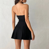 Amozae-nye outfits back to school dress  Black Bow Front Off Shoulder Mini Dress