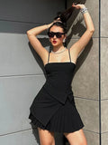 Amozae-nye outfits back to school dress  Black Bow Front Off Shoulder Mini Dress