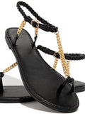 Amozae-Metal Chain Flat Sandals