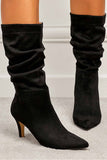 Amozae-Suede Pointed Toe Pleated Stiletto Heels Ankle Boots