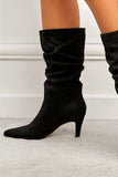 Amozae-Suede Pointed Toe Pleated Stiletto Heels Ankle Boots