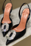 Amozae-Oval Rhinestone Pointed Toe Heels