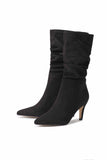 Amozae-Suede Pointed Toe Pleated Stiletto Heels Ankle Boots