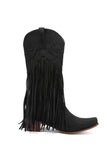 Amozae-Fringe Pointed Toe Knee High Boots