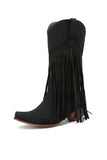 Amozae-Fringe Pointed Toe Knee High Boots