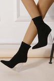 Amozae-Crystal Heel Stretch Mid Calf Skinny Boots