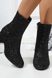 Amozae-Sequined Block Heels Ankle Heels