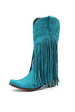 Amozae-Fringe Pointed Toe Knee High Boots