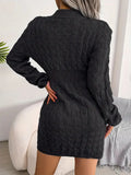 Amozae-nye outfits back to school dress  Body-Con Cable Knit Crewneck Sweater Dress