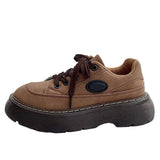 Amozae-back to school outfits Brown Aesthetic Platform Oxford Shoes