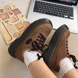 Amozae-back to school outfits Brown Aesthetic Platform Oxford Shoes