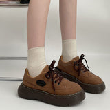 Amozae-back to school outfits Brown Aesthetic Platform Oxford Shoes