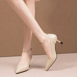 Amozae-2023 Fashion Women Patent Leather Thin High-heel Single Shoes Lady Pointed Toe  Spring Autumn Buckle Strap Office Stiletto Pumps