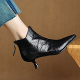 Amozae-2025 Spring Vintage Pointed Toe Women Ankle Boots Fashion Thick Heel Shoes Concise Short Botas De Mujer-Platform boots