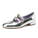 Amozae-Women Flat Heels Genuine Leather Shoes Summer Fashion Mary Jane Shoes Ladies Round Toe Belt Buckle Classic Casual Pumps