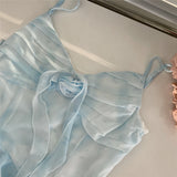 Amozae-birthday dress pretty outfits Ethereal Blue High-Low Ruffle Layered Summer Dress