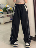 Amozae-Black baggy oldschool sweatpants with contrast piping- Streetwear y2k outfits Fall Outfits Christmas Thanksgiving Gift New Year's Eve