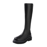 Amozae-Platform Heel Women Knee-High Boots Fashion Comfort Warm Fur Shoes Autumn Winter Women's Knight Long Booties-Platform boots