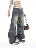 Amozae-Deconstructed Faded Baggy Boyfriend Jeans- Streetwear y2k outfits Fall Outfits Christmas Thanksgiving Gift New Year's Eve