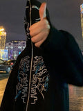 Amozae-Fall Outfits -Zip up hoodie with glittering rhinestones and face motif- Streetwear y2k outfits Fall Outfits Christmas Thanksgiving Gift New Year's Eve
