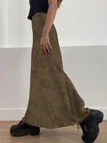 Amozae-Brown vintage floral mesh maxi skirt- Streetwear y2k outfits Fall Outfits Christmas Thanksgiving Gift New Year's Eve