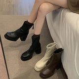 Amozae-Designer Winter Platform Women Modern Ankle Boots Casual Short Booties Ladies Eelgant Thick High Heels Shoes-Platform boots