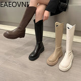 Amozae-New Woman Knee High Boots Fashion Zippers Ladies Elegant Thick Bottom Long Boots Shoes Winter Women's Boots-Platform boots