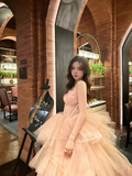 Amozae-dress to impress party dress nye outfits Strapless Dress Evening Dress Pink Super Fairy Light Tulle Birthday Dress Princess Gown YM1635