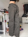Amozae-Faded gray 90s vintage cargo pants with cargo pockets- Streetwear y2k outfits Fall Outfits Christmas Thanksgiving Gift New Year's Eve