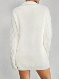 Amozae-nye outfits back to school dress  Collar Neck Cable Knit Sweater Dress