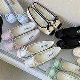 Amozae-back to school outfits Ballet Core Bow Flats