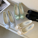 Amozae-back to school outfits Ballet Core Bow Flats