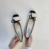 Amozae-back to school outfits Ballet Core Bow Flats