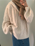 Amozae-Vintage Oversize Weißer Cardigan mit Kapuze und Reißverschluss- Streetwear y2k outfits Fall Outfits Christmas Thanksgiving Gift New Year's Eve